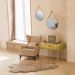 Espelho Decorativo Adnet Vintage Alça Corino Caramelo 60 Cm Redondo