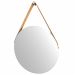 Espelho Decorativo Adnet Vintage Alça Corino Caramelo 60 Cm Redondo