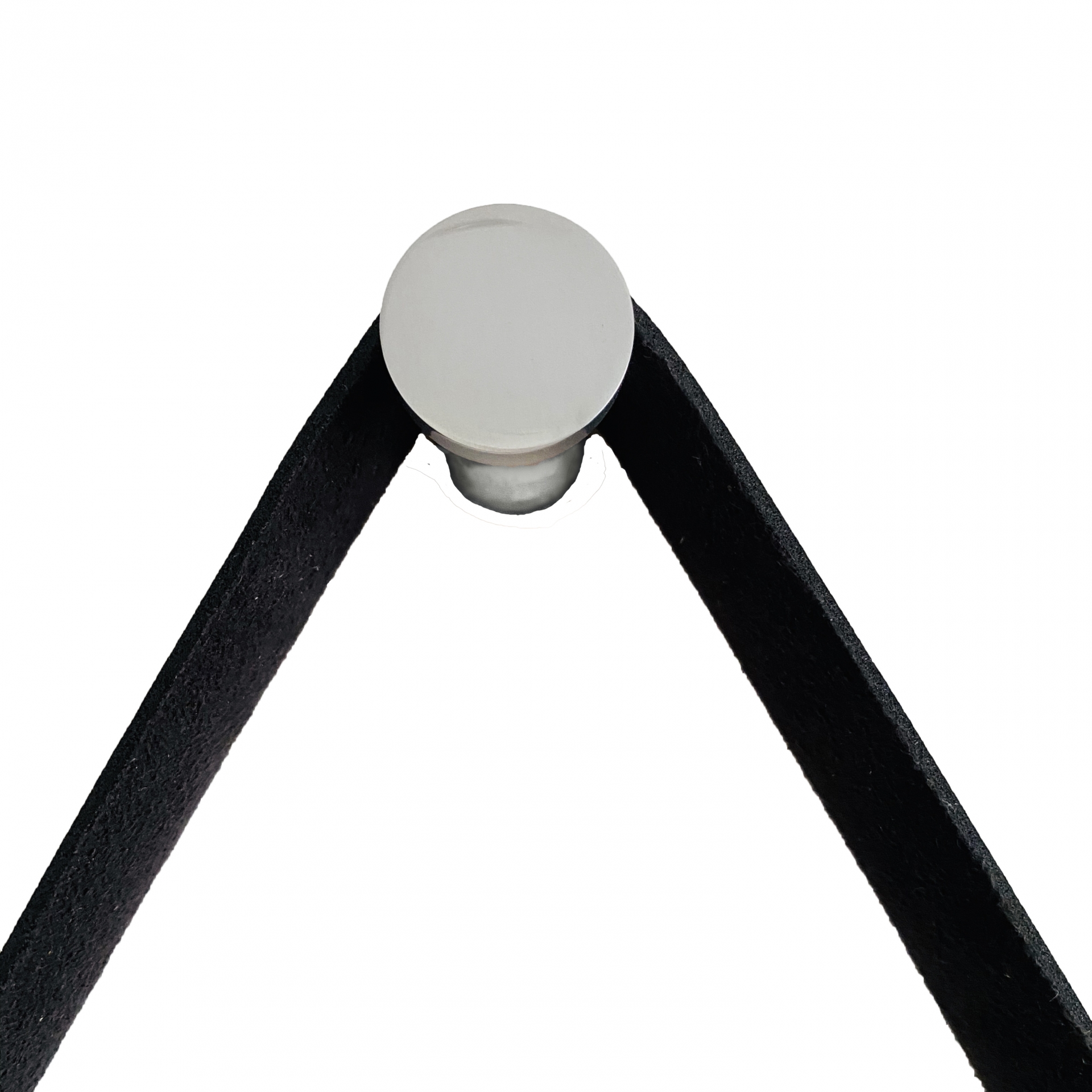 Espelho Decorativo Adnet Vintage Alça Corino Preto 40 Cm Redondo