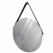Espelho Decorativo Adnet Vintage Alça Corino Preto 50 Cm Redondo