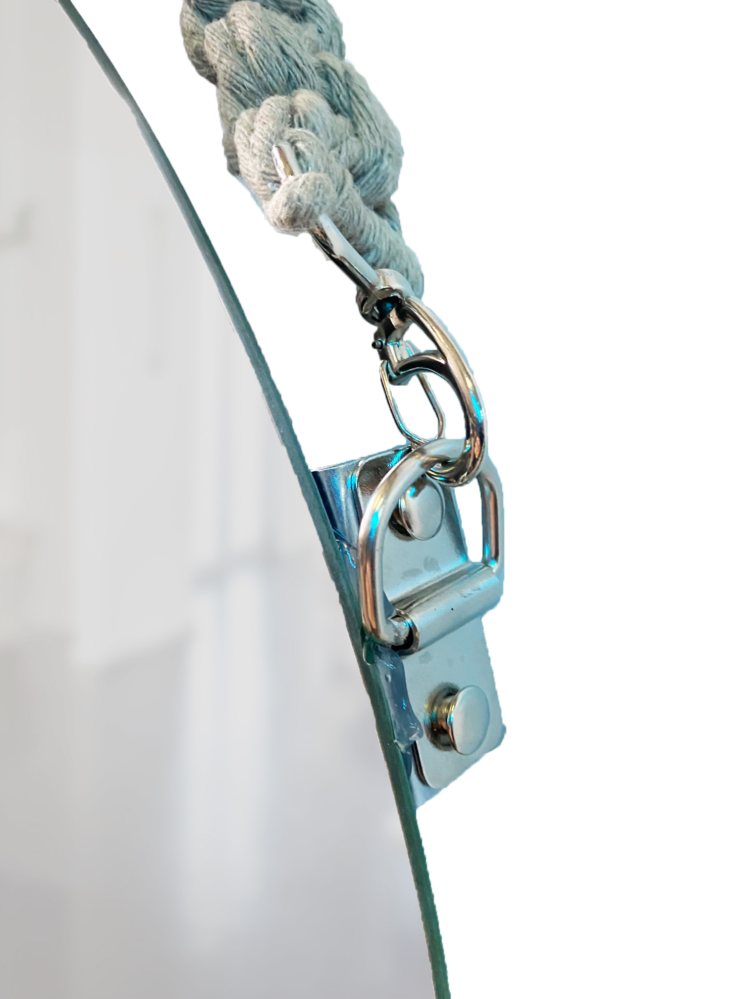 Espelho Decorativo Adnet Vintage Macramê Bege 40 Cm Redondo
