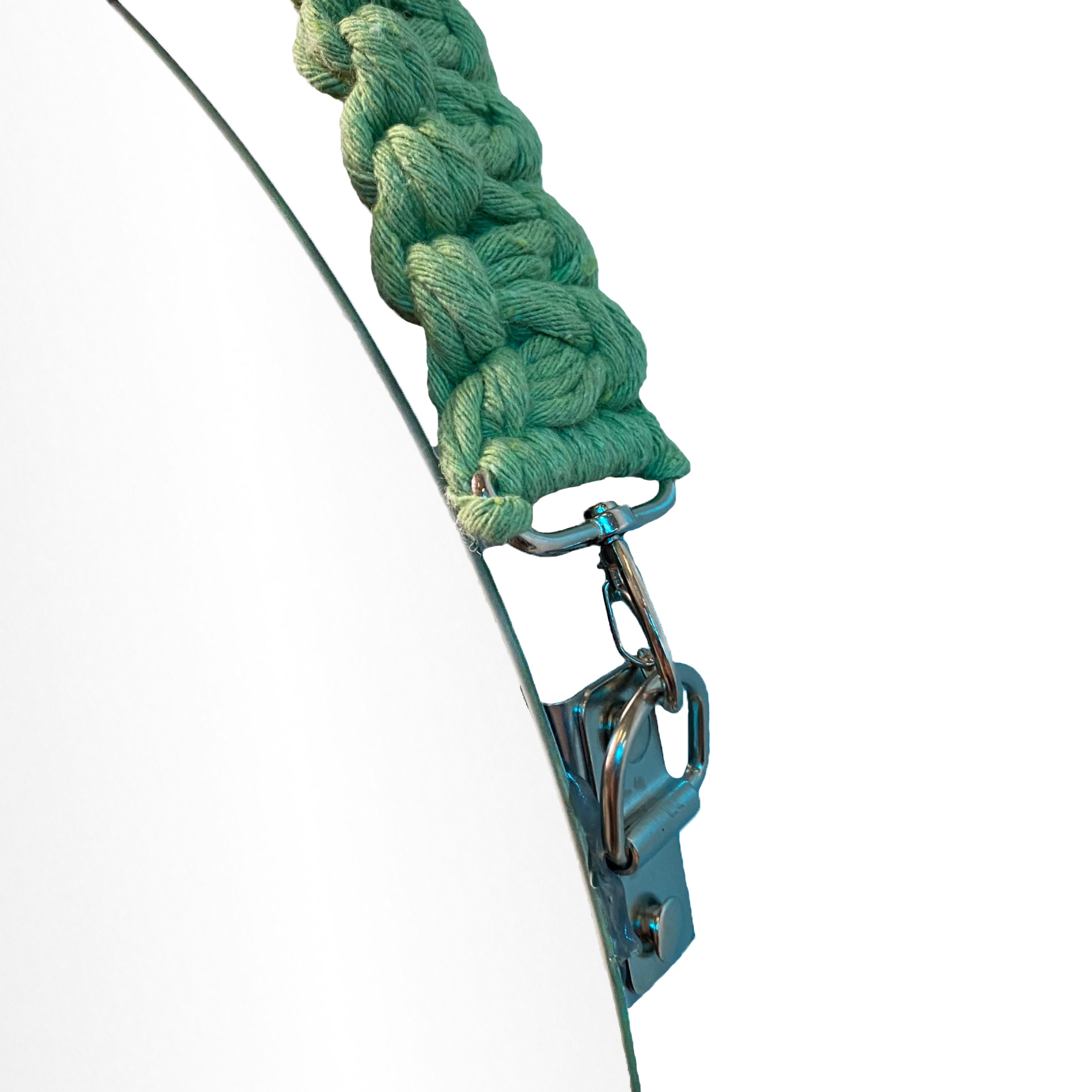 Espelho Decorativo Adnet Vintage Macramê Verde Limão 50 Cm