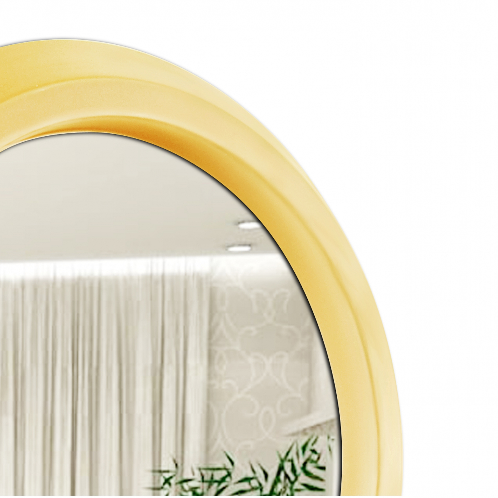 Espelho Decorativo Call Amarelo 60 Cm Redondo Amarelo, 60 cm