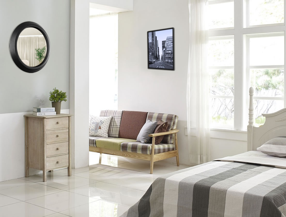 Espelho Decorativo Call Preto 60 Cm Redondo Preto, 60 cm