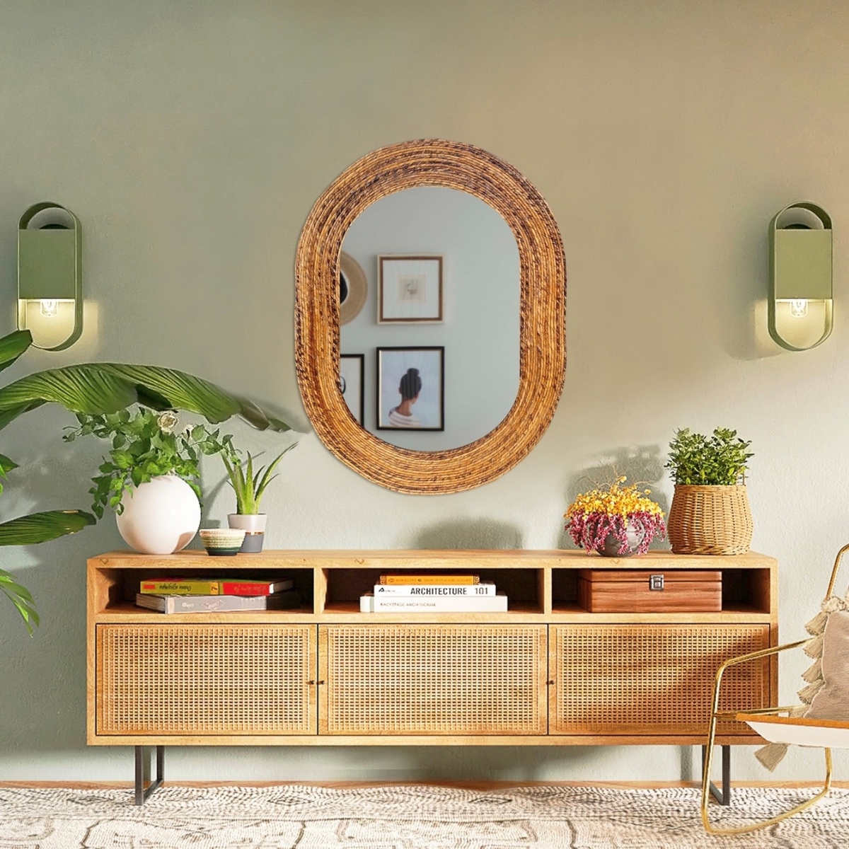 Espelho Decorativo Corda Bananeira 60x80cm Oblongo 