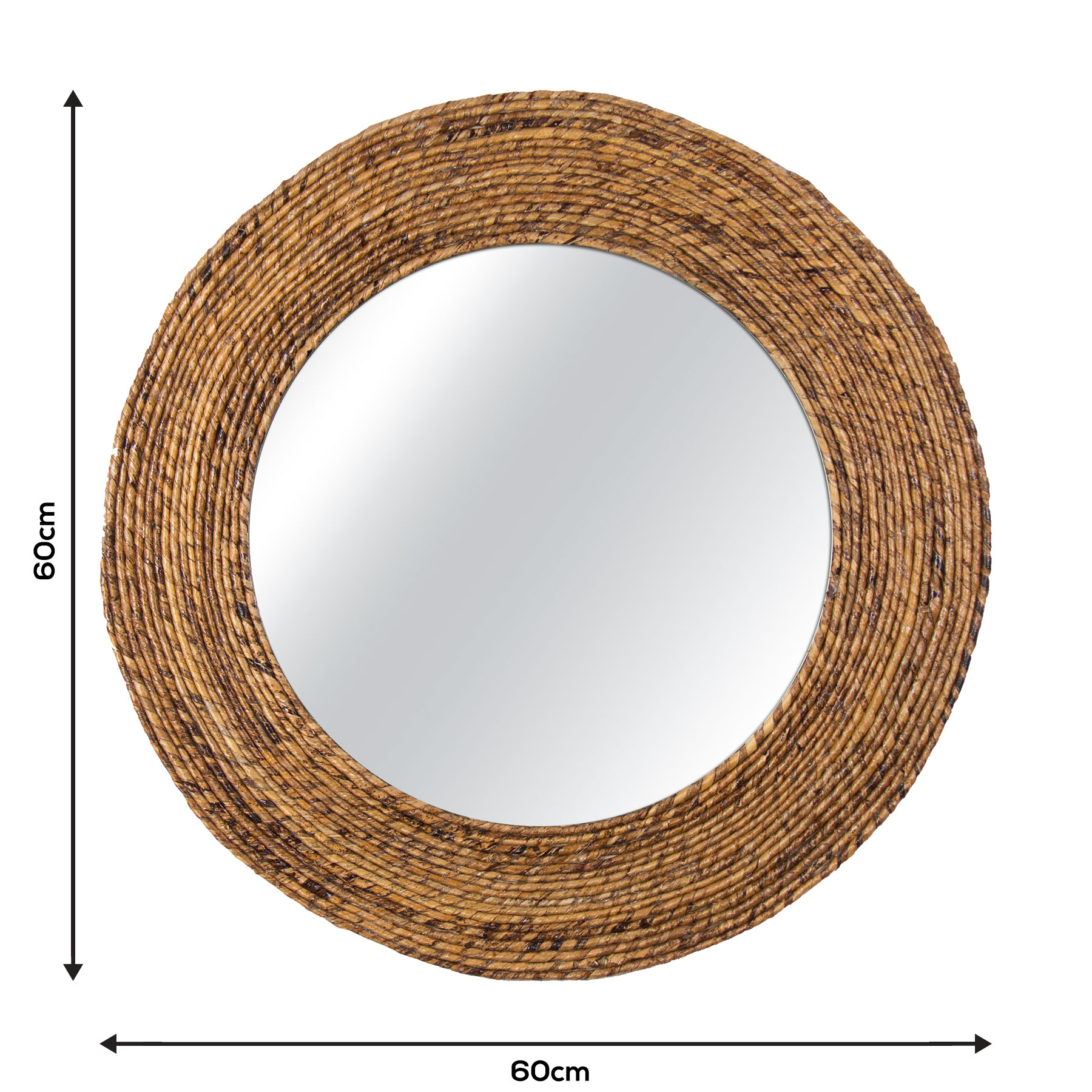 Espelho Decorativo Corda Bananeira 70cm Redondo 