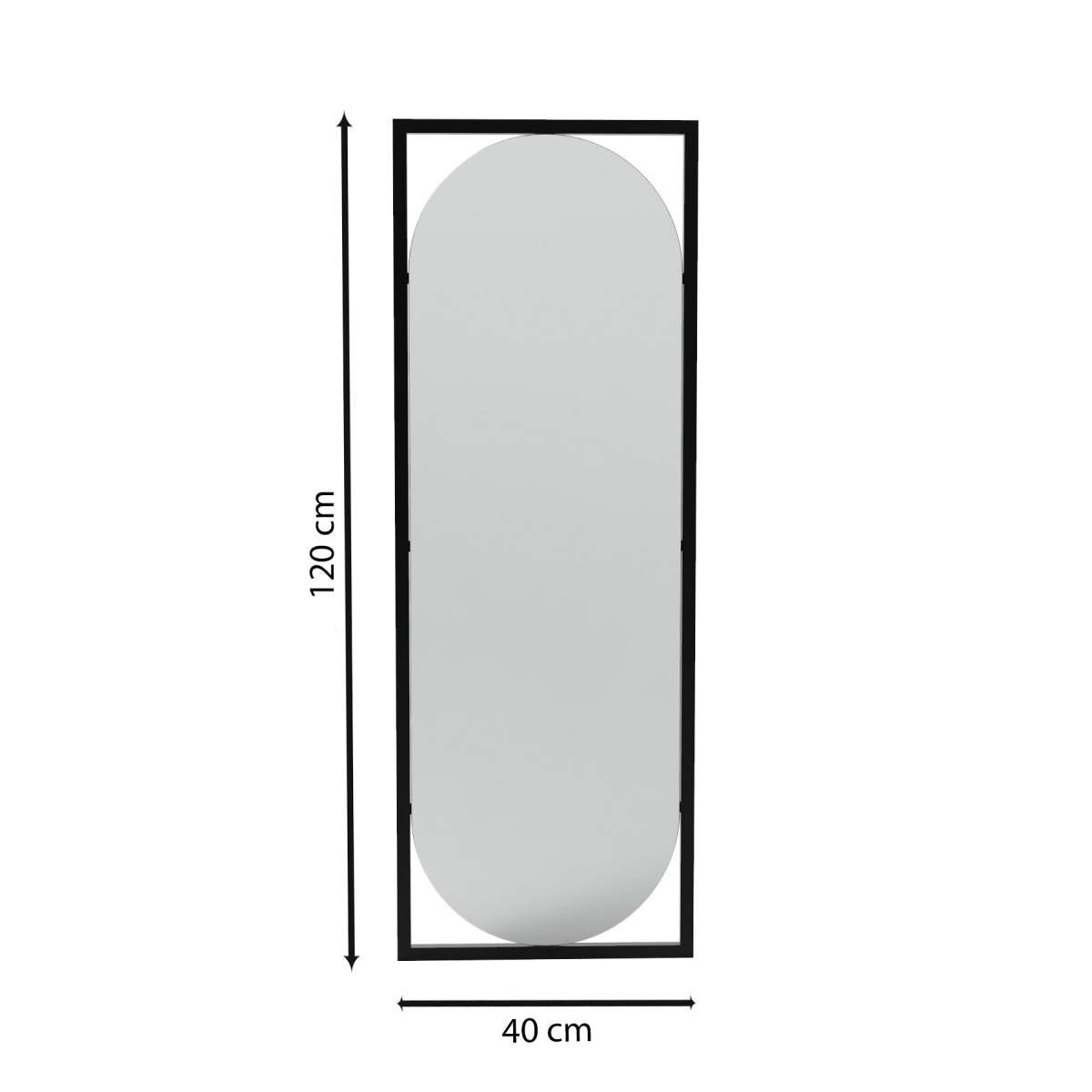 Espelho Decorativo Float Preto 123x43cm Oblongo 