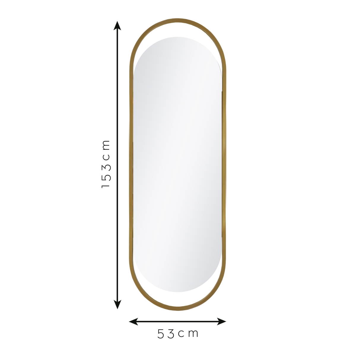 Espelho Decorativo Glam Dourado 153x43cm Oblongo 