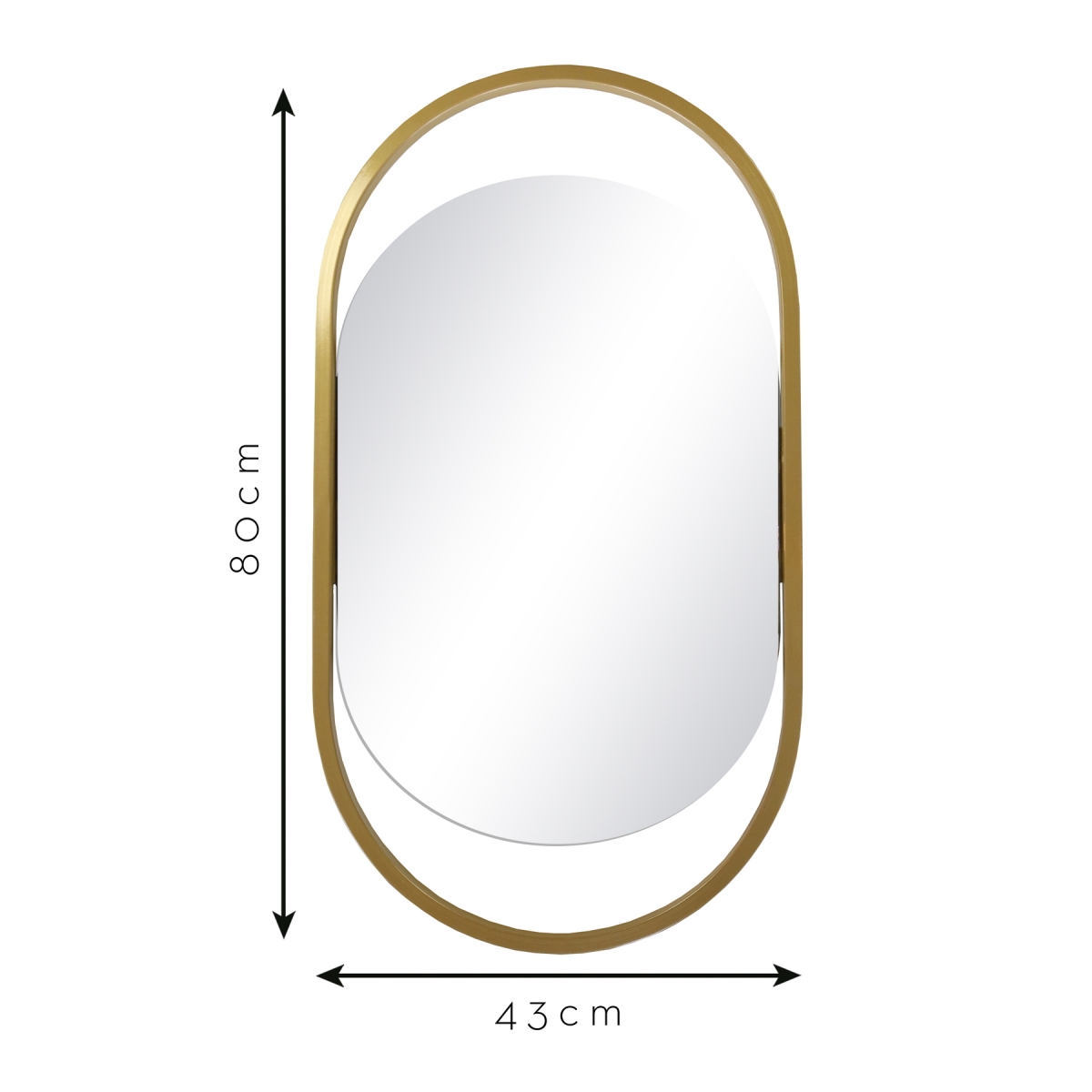 Espelho Decorativo Glam Dourado 80x43cm Oblongo 