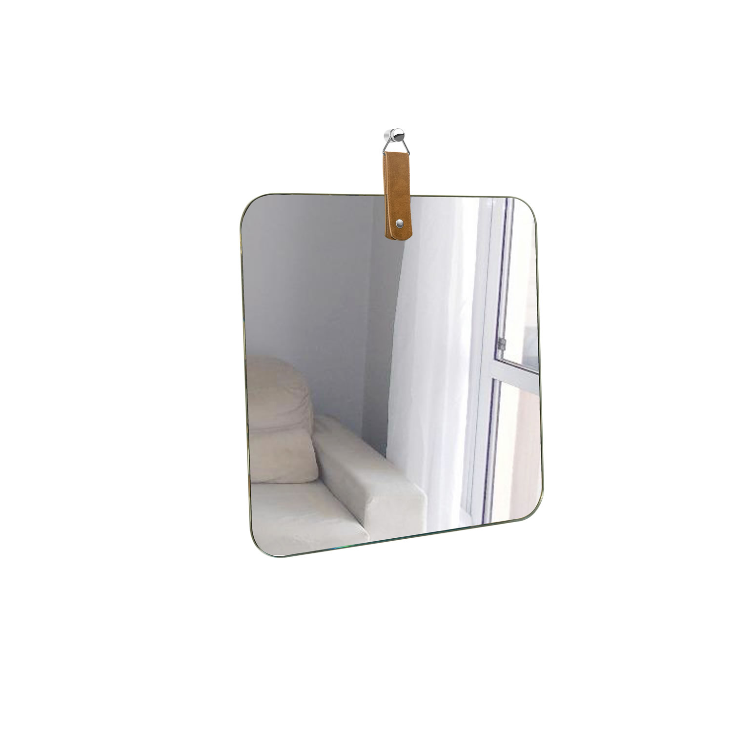 Espelho Decorativo Life Alça Caramelo Cantos 50X50 Cm