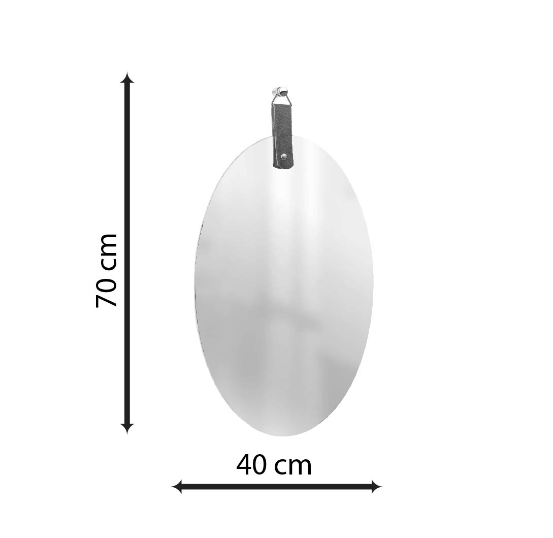 Espelho Decorativo Life Alça Preta Oval 60X40 Cm