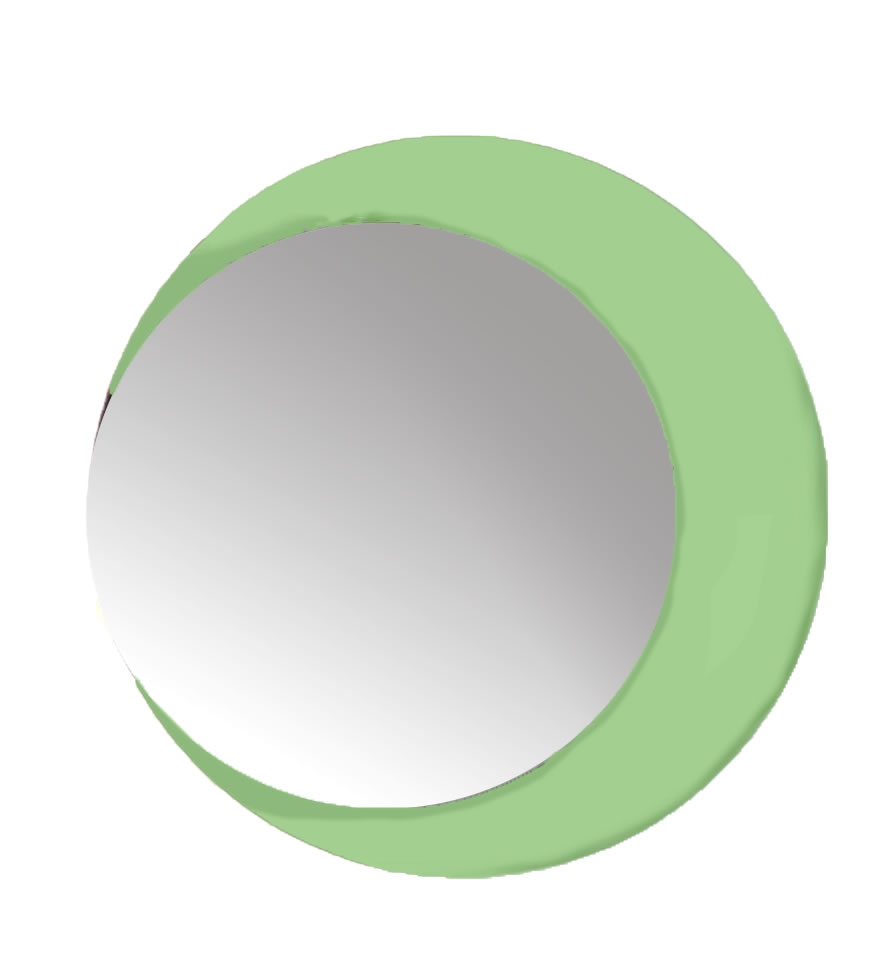 Espelho Decorativo Lua Crescente Verde 50 cm Redondo 