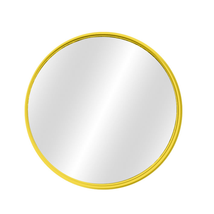 Espelho Decorativo Lua Nova Interno Amarelo 50 cm Redondo 