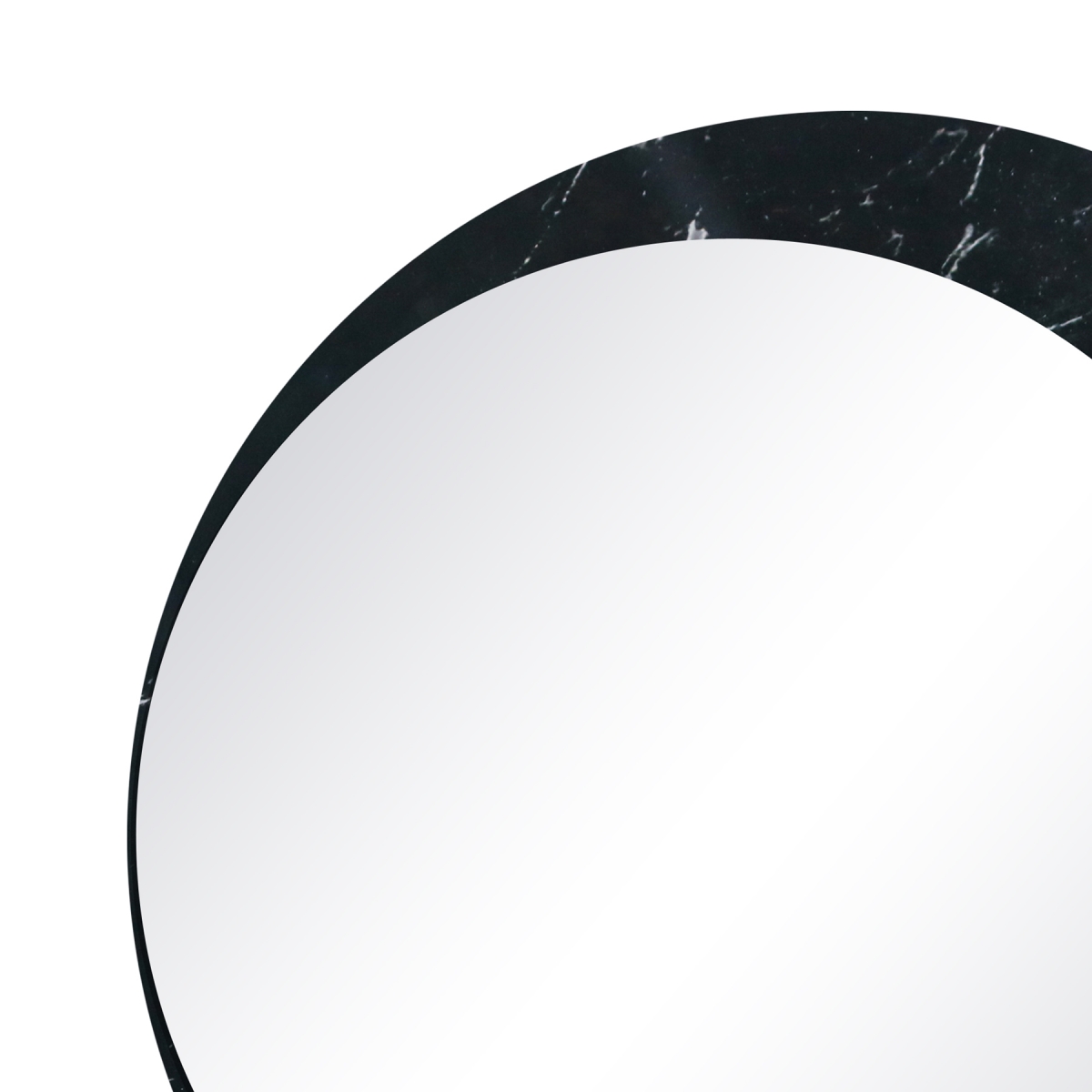 Espelho Decorativo Luna Mármore Preto 60cm Redondo Lateral 