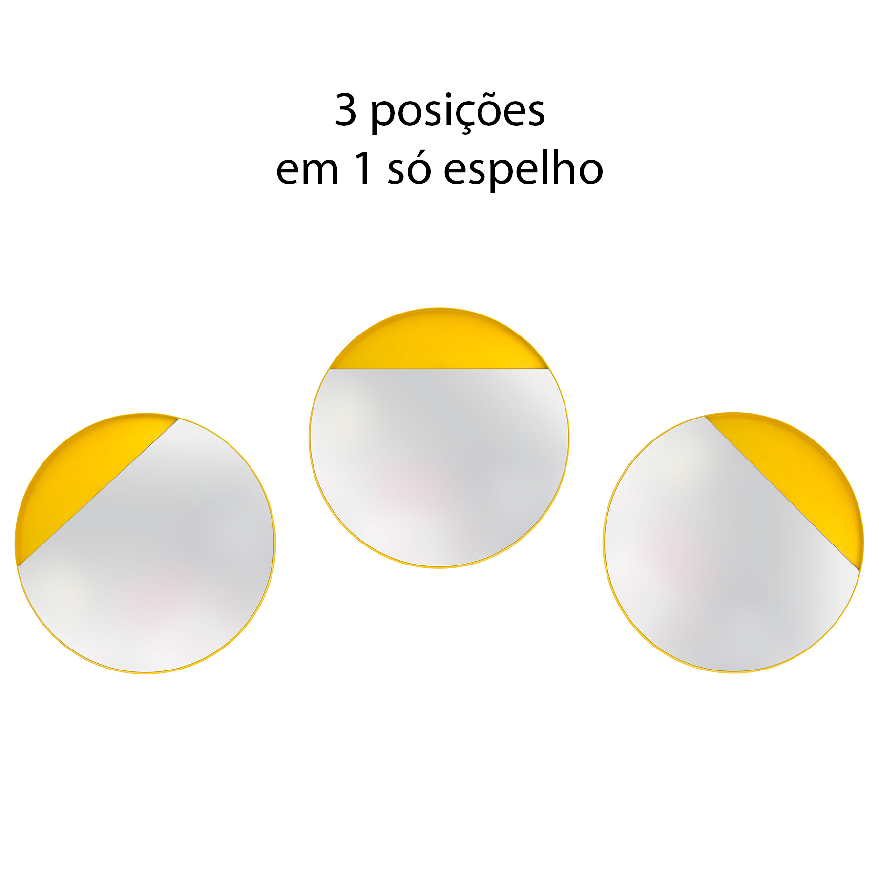Espelho Decorativo Meia Lua Amarelo 50 Cm Redondo Amarelo, 50 cm