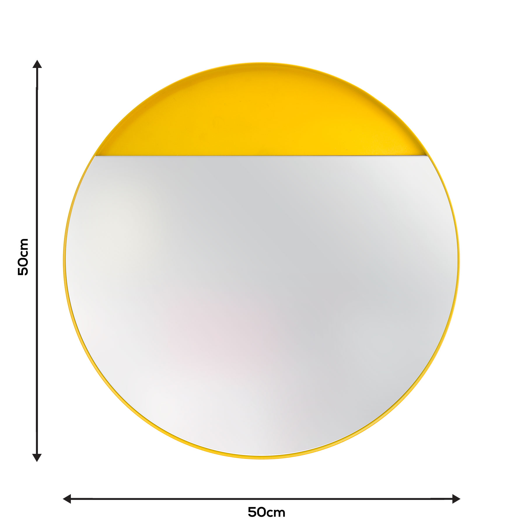 Espelho Decorativo Meia Lua Amarelo 50 Cm Redondo Amarelo, 50 cm