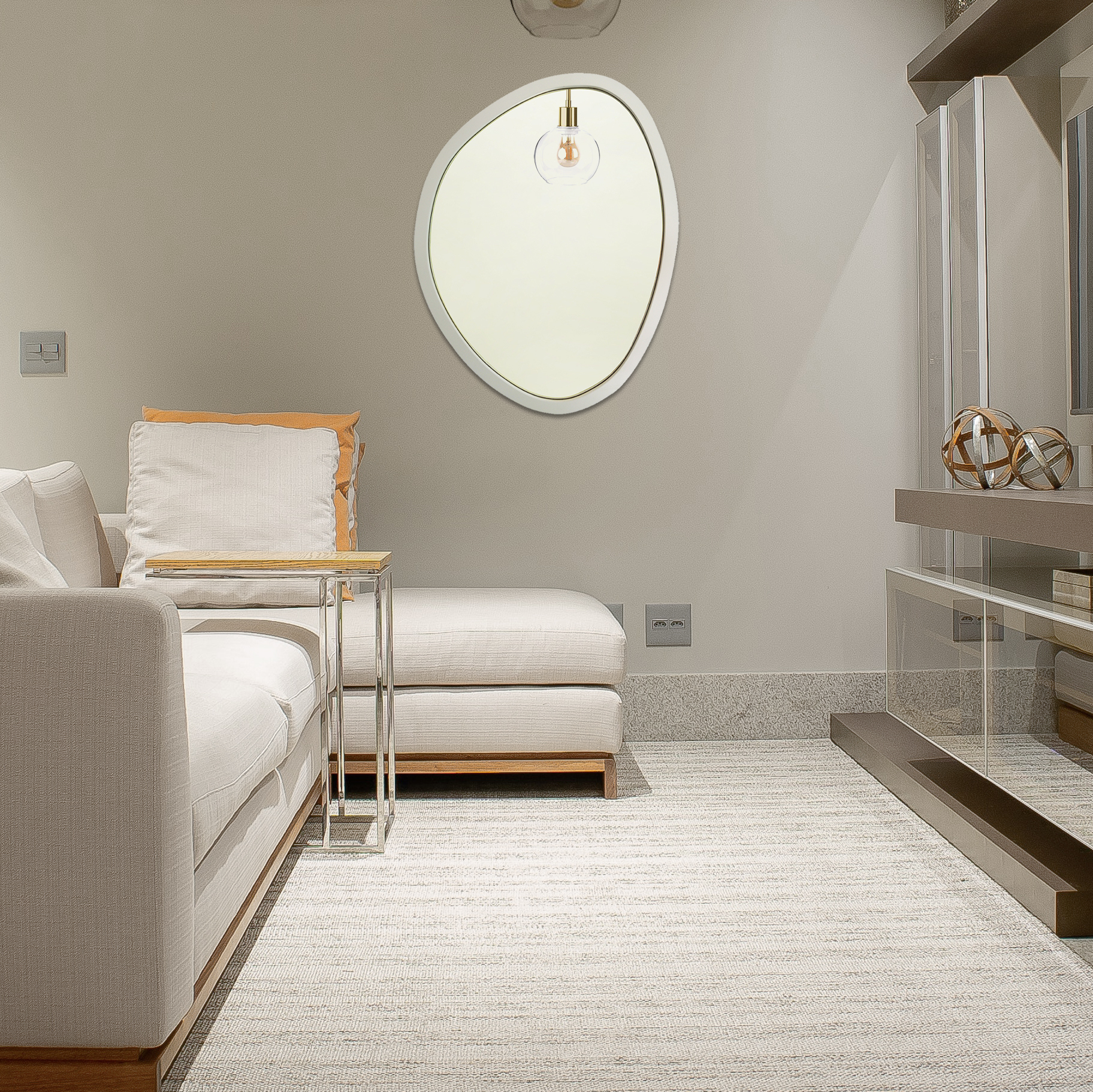 Espelho Decorativo Orgânico 58x70  Branco  