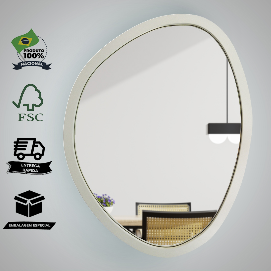 Espelho Decorativo Orgânico 58x70  Branco  