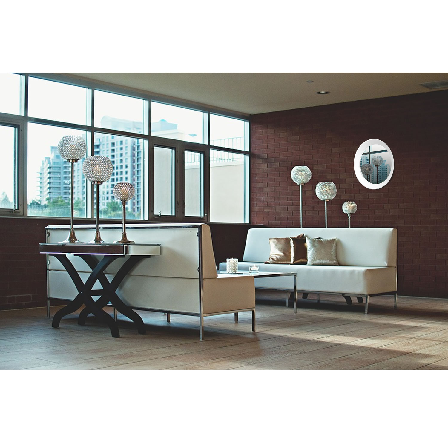 Espelho Decorativo Paella Branco  60 cm Redondo 