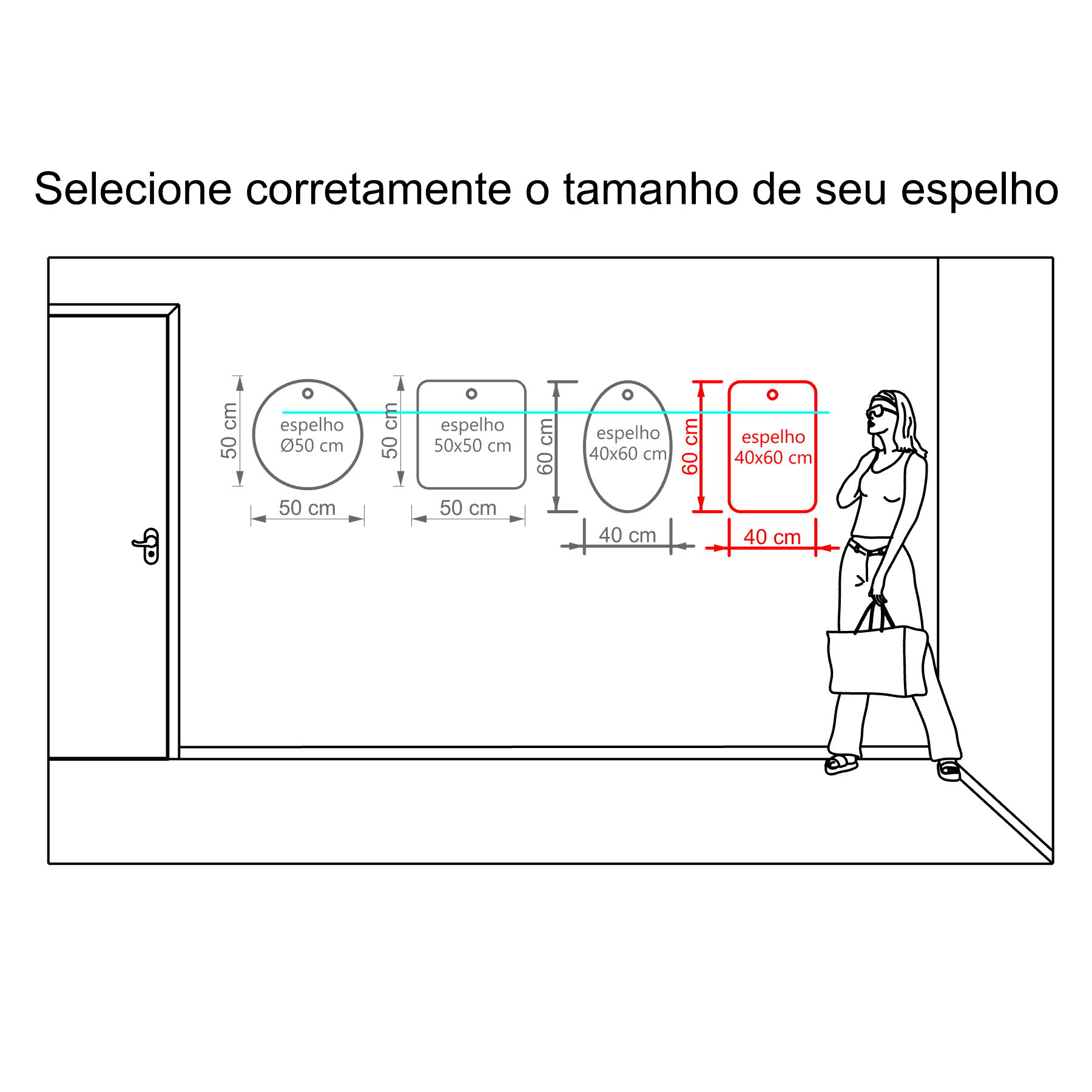 Espelho Decorativo Pen Cantos Pendurador Branco 60x40 cm  