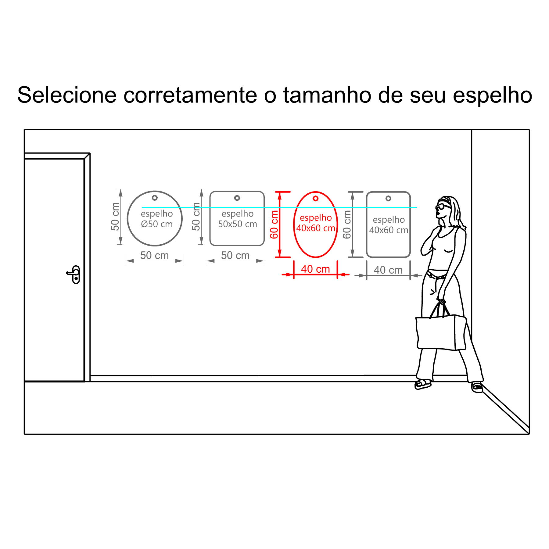 Espelho Decorativo Pen Oval Pendurador Verde 60x40 cm