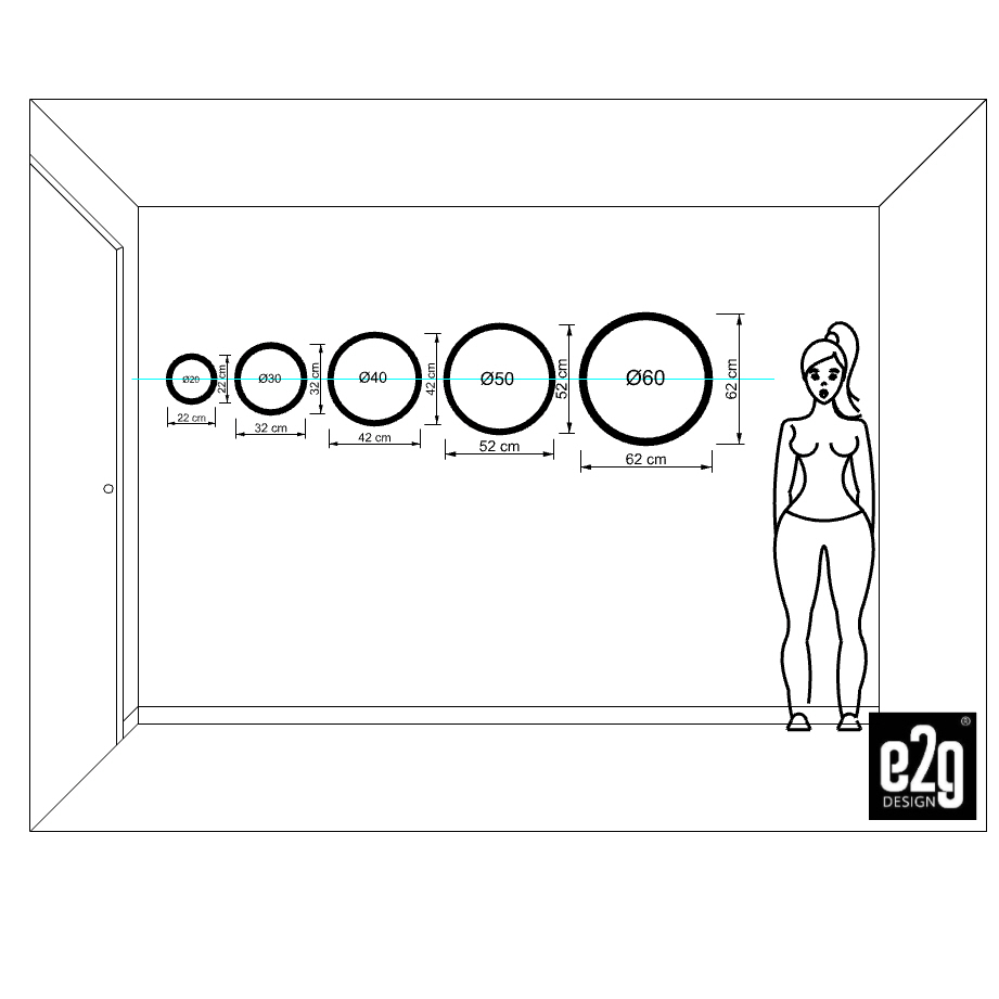 Espelho Decorativo Round Externo Preto 60 cm Redondo 