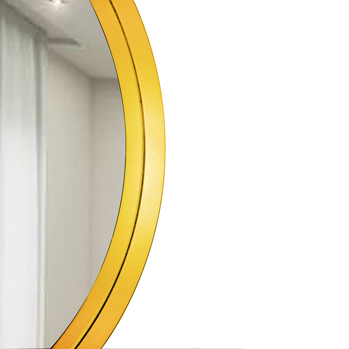 Espelho Decorativo Round Interno Amarelo 30 cm Redondo 