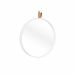 Espelho Decorativo Short Strip Branco Alça Corino Caramelo 60 cm Redondo 