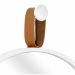Espelho Decorativo Short Strip Branco Alça Corino Caramelo 60 cm Redondo 