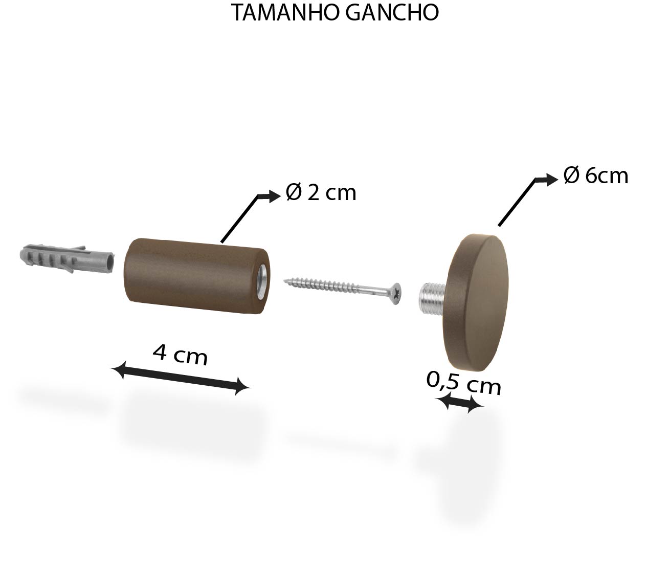 Espelho Decorativo Short Strip Branco Alça Corino Caramelo 60 cm Redondo 