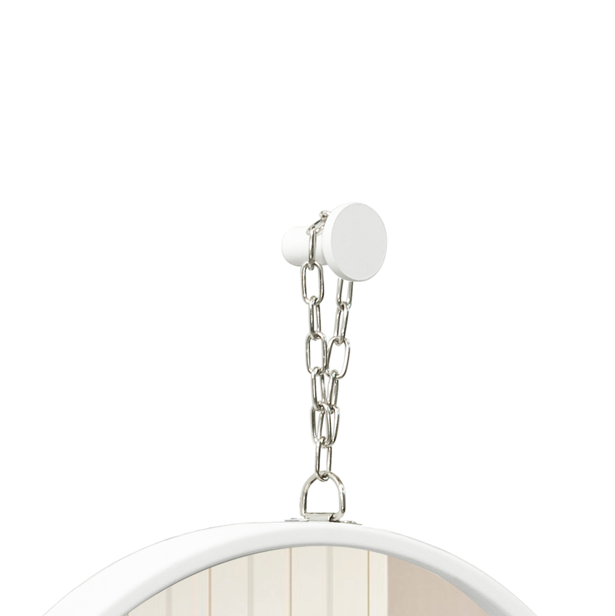 Espelho Decorativo Short Strip Branco Alça Corrente 40 Cm Redondo Branco, 40 cm