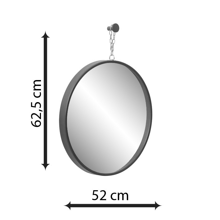 Espelho Decorativo Short Strip Branco Alça Corrente 50 Cm Redondo Branco, 50 cm