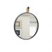 Espelho Decorativo Short Strip Preto Alça Corino Caramelo 40 cm Redondo Preto/Caramelo, 40 cm