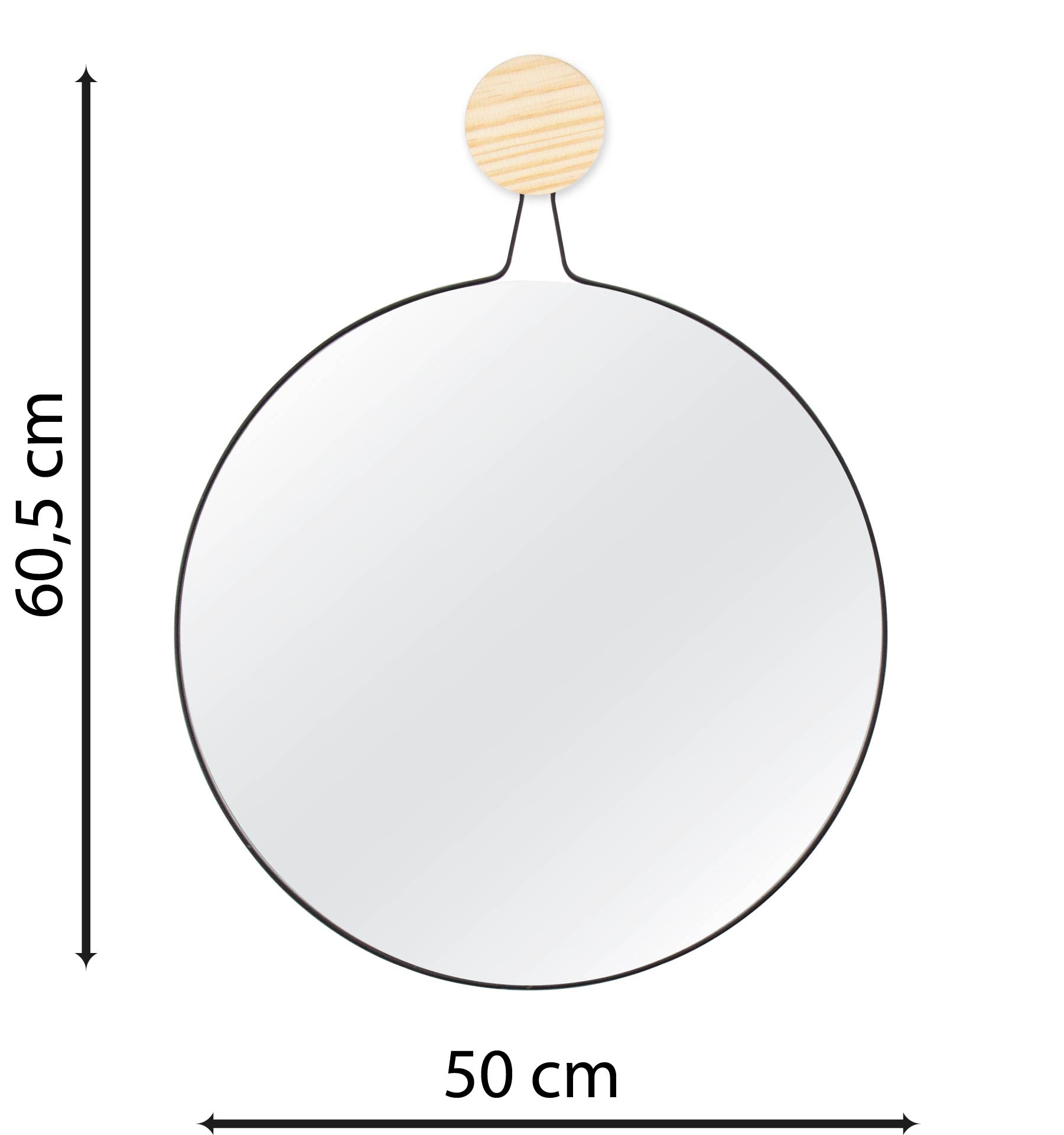 Espelho Decorativo Twiza Preto 50 cm Redondo 