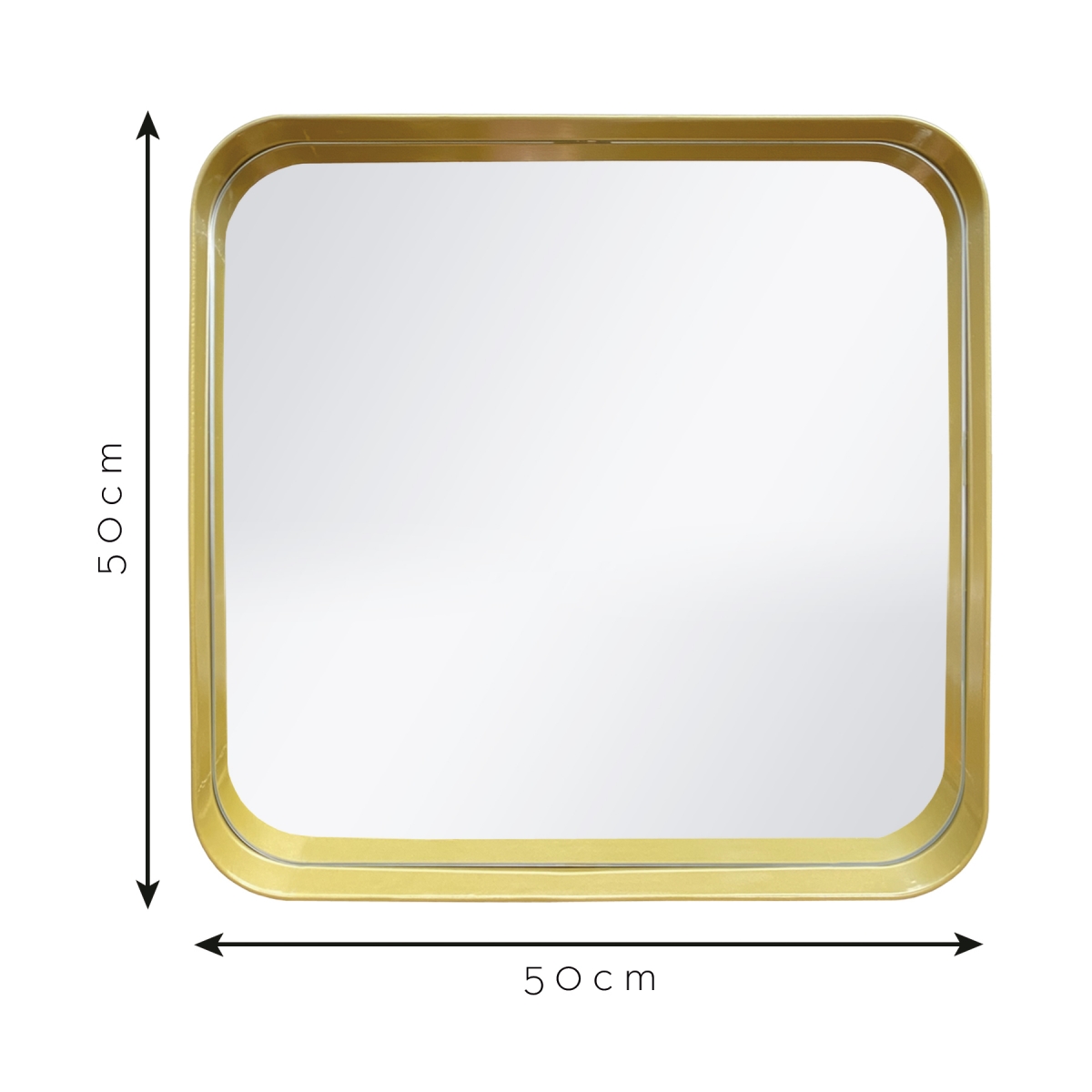 Espelho Decorativo Urban Dourado 50x50cm Quadrado Cantos 
