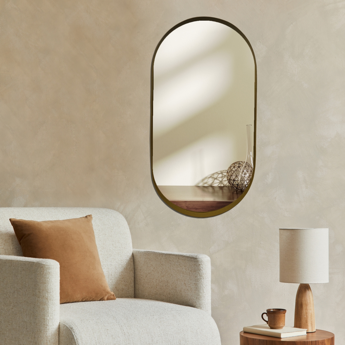 Espelho Decorativo Urban Dourado 60x40cm Oblongo 