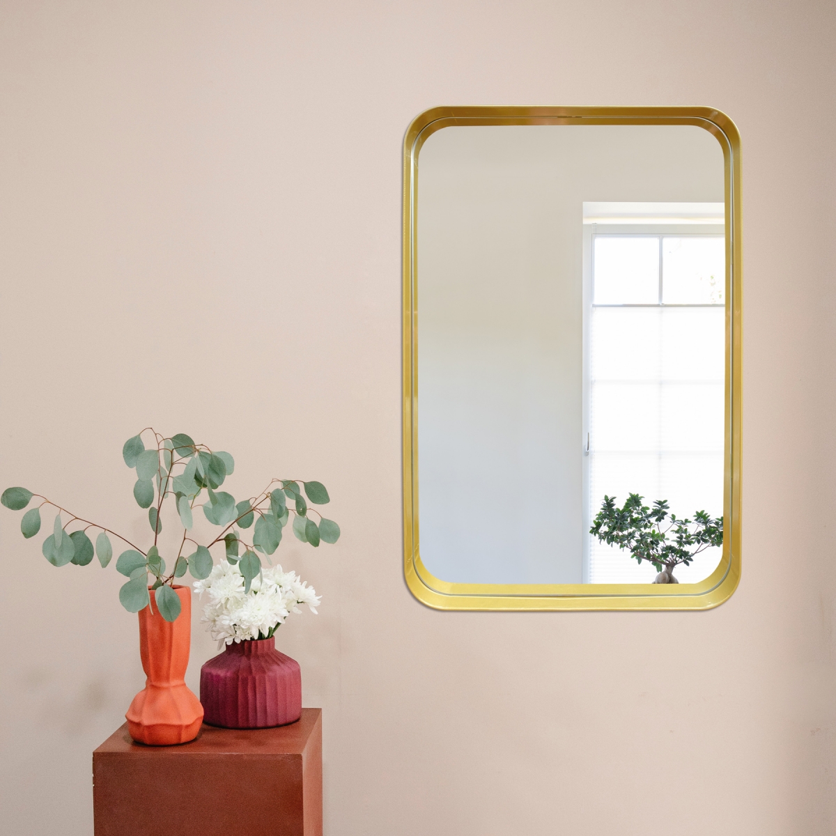 Espelho Decorativo Urban Dourado 60x40cm Retangular Cantos 