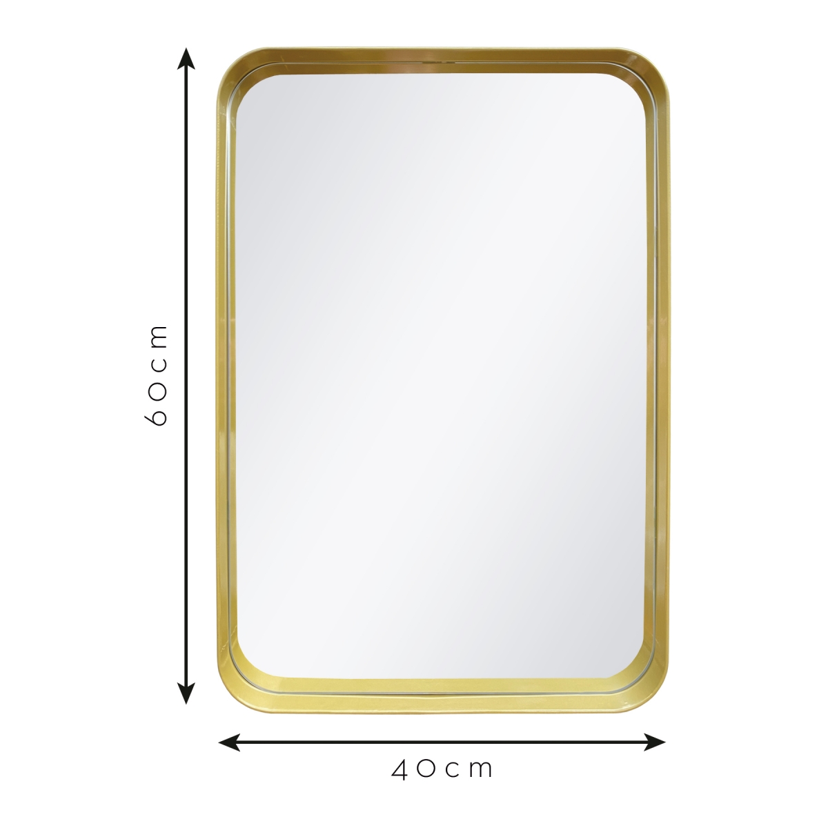 Espelho Decorativo Urban Dourado 60x40cm Retangular Cantos 