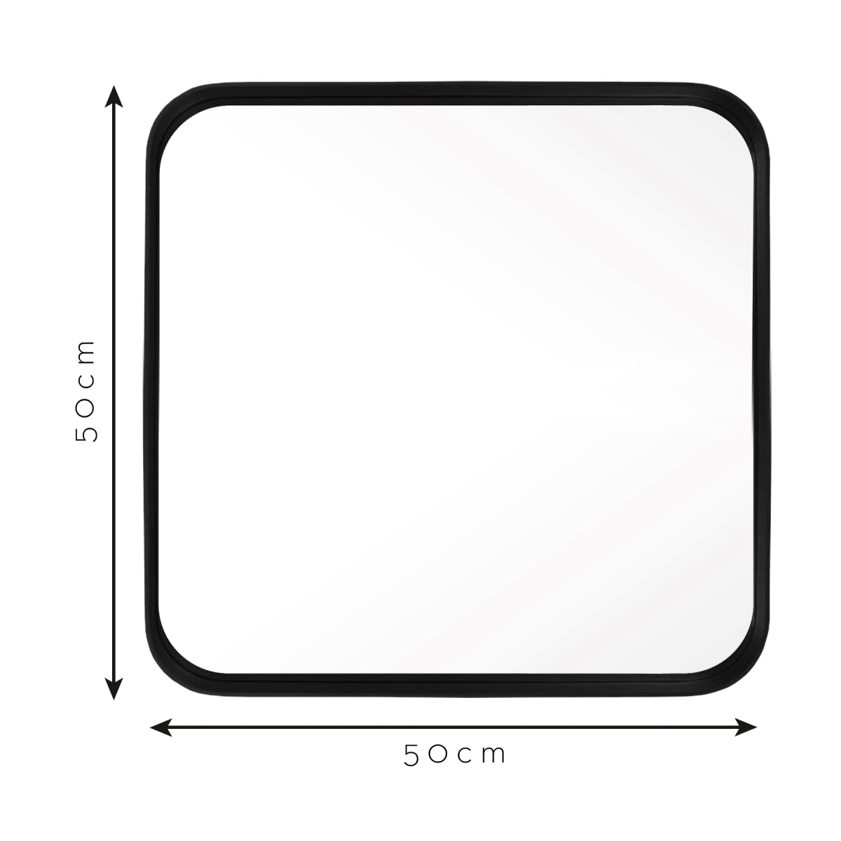 Espelho Decorativo Urban Preto 50x50cm Quadrado Cantos 