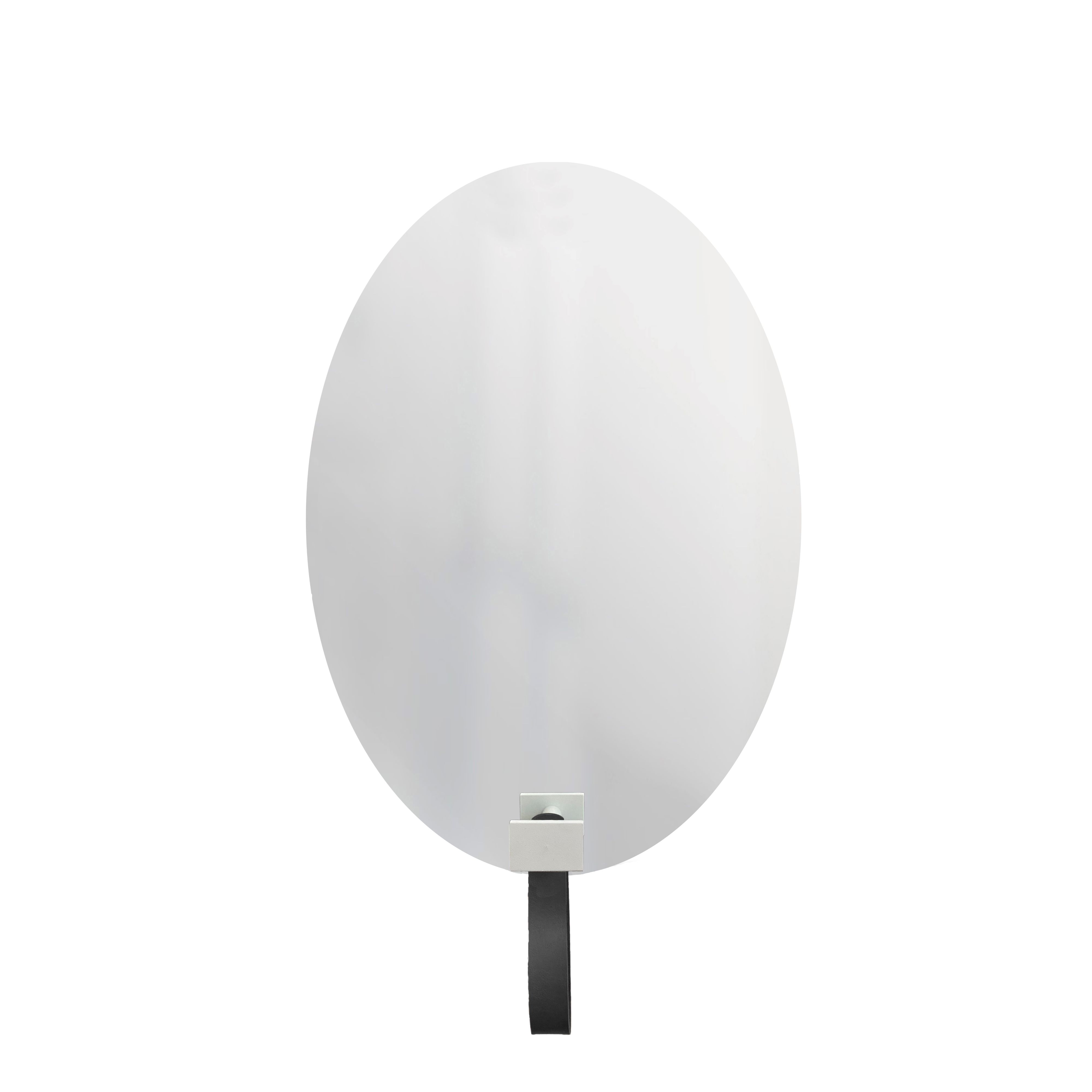 Espelho Funcional Hook Branco Alça Preta 60x40 Cm Oval