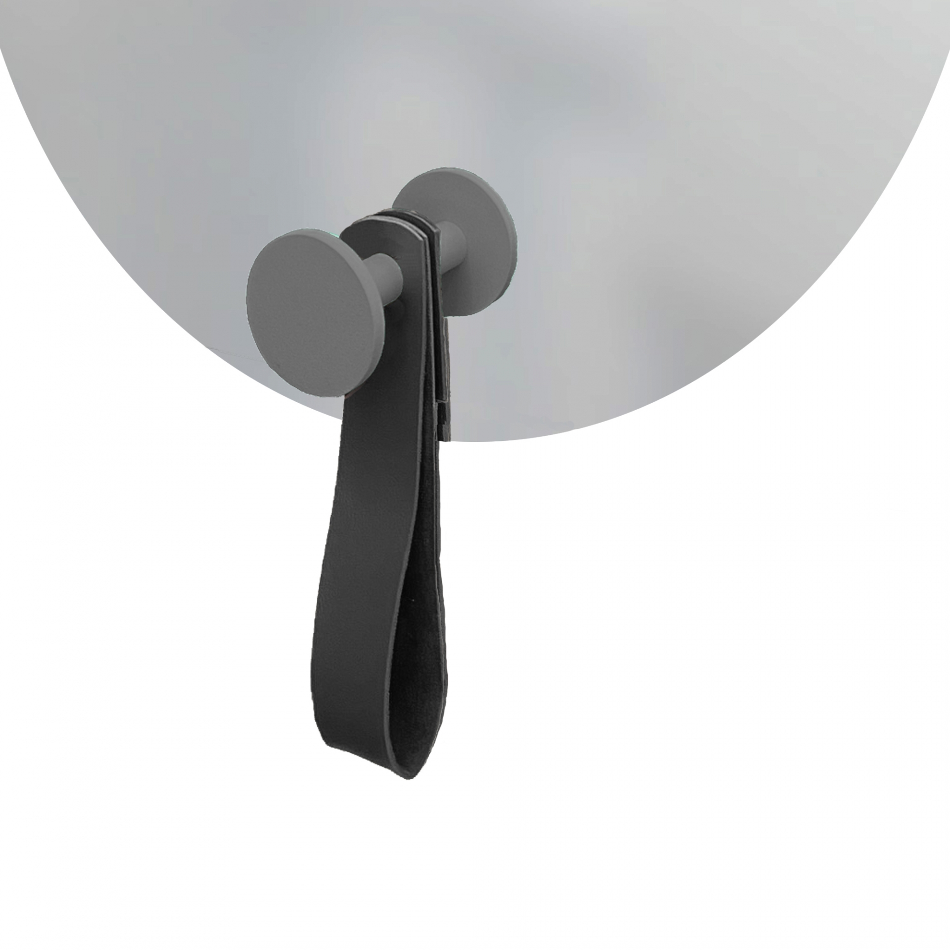 Espelho Funcional Hook Cinza Alça Preta 50 Cm Redondo