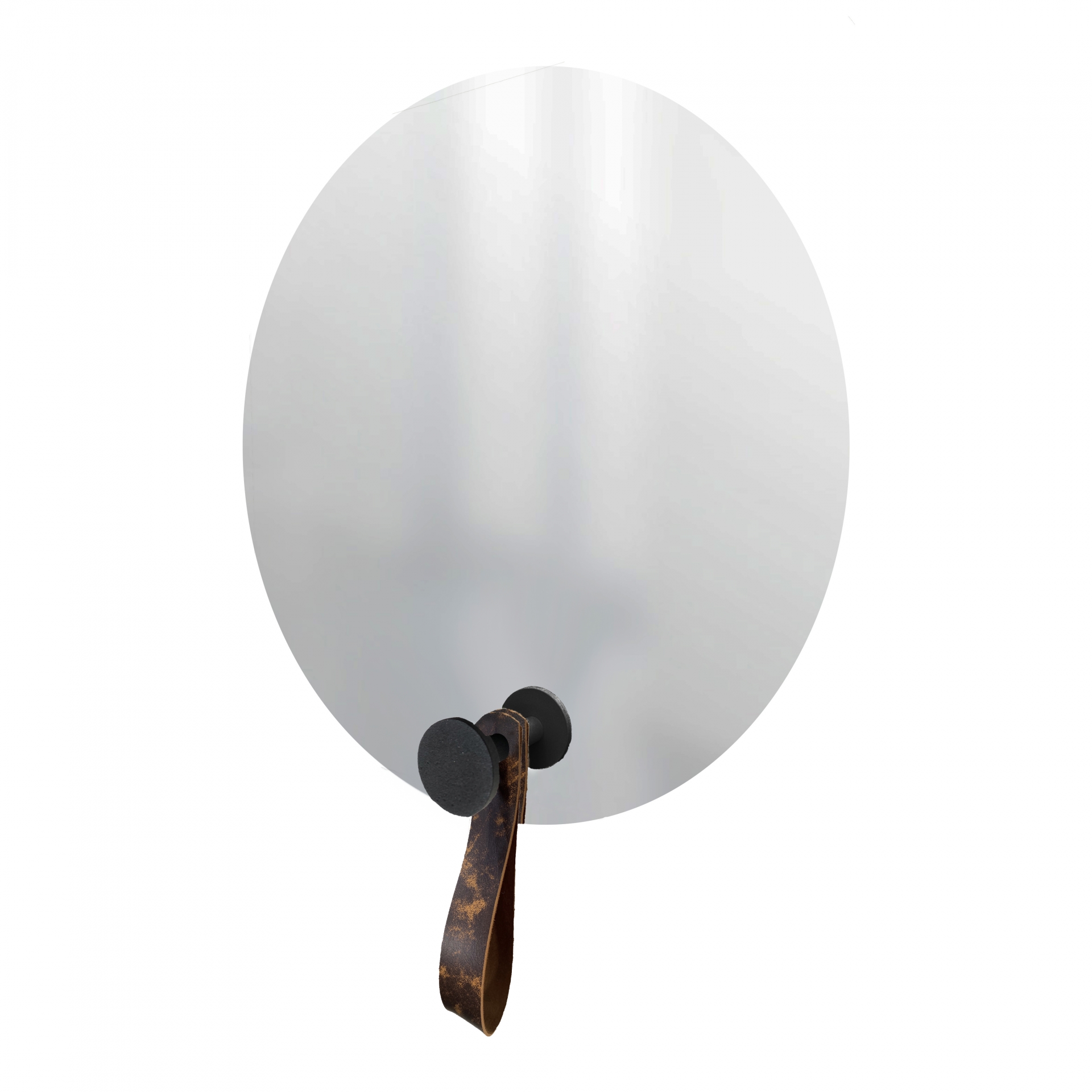 Espelho Funcional Hook Preto Alça Rajada 50 cm Redondo 