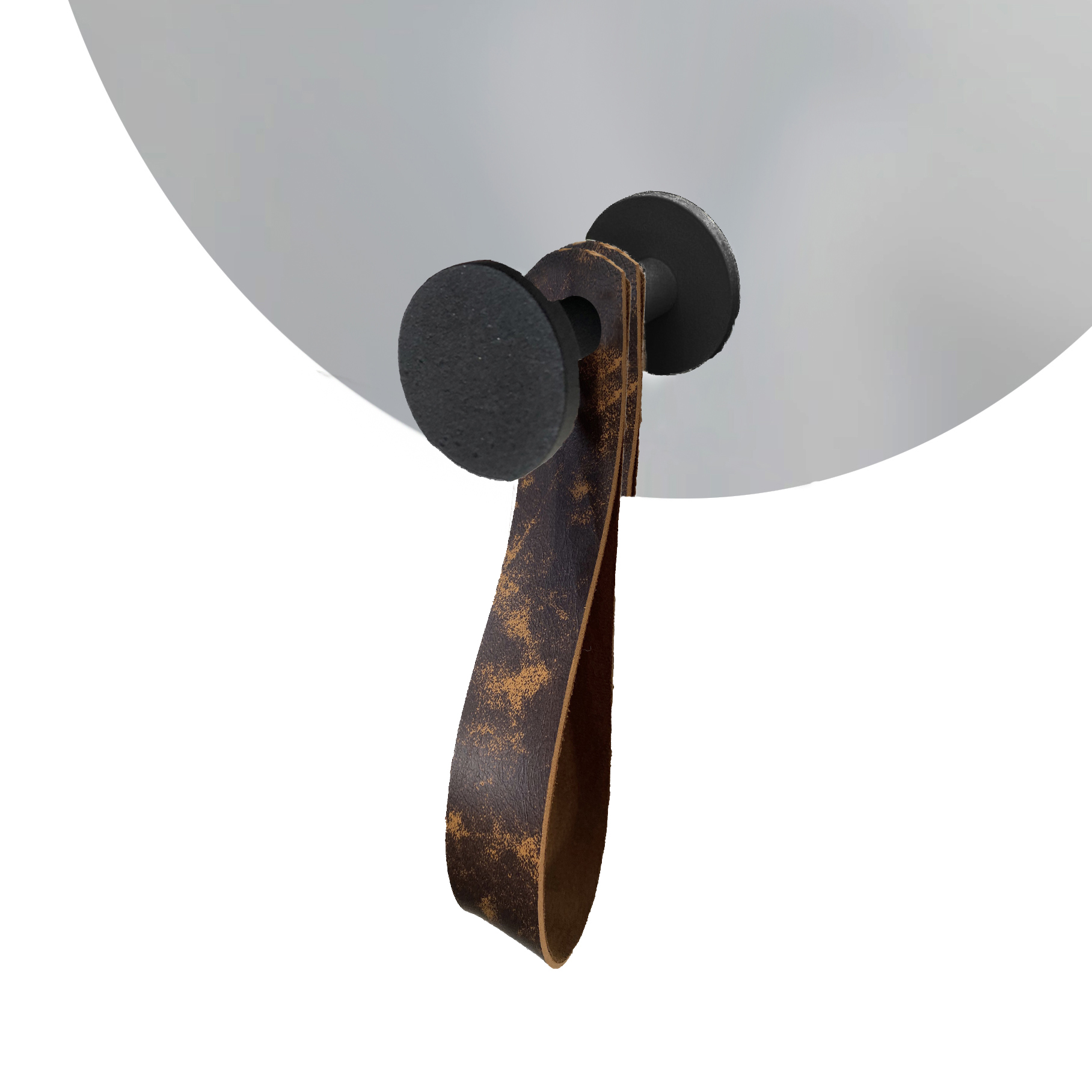 Espelho Funcional Hook Preto Alça Rajada 50 cm Redondo 