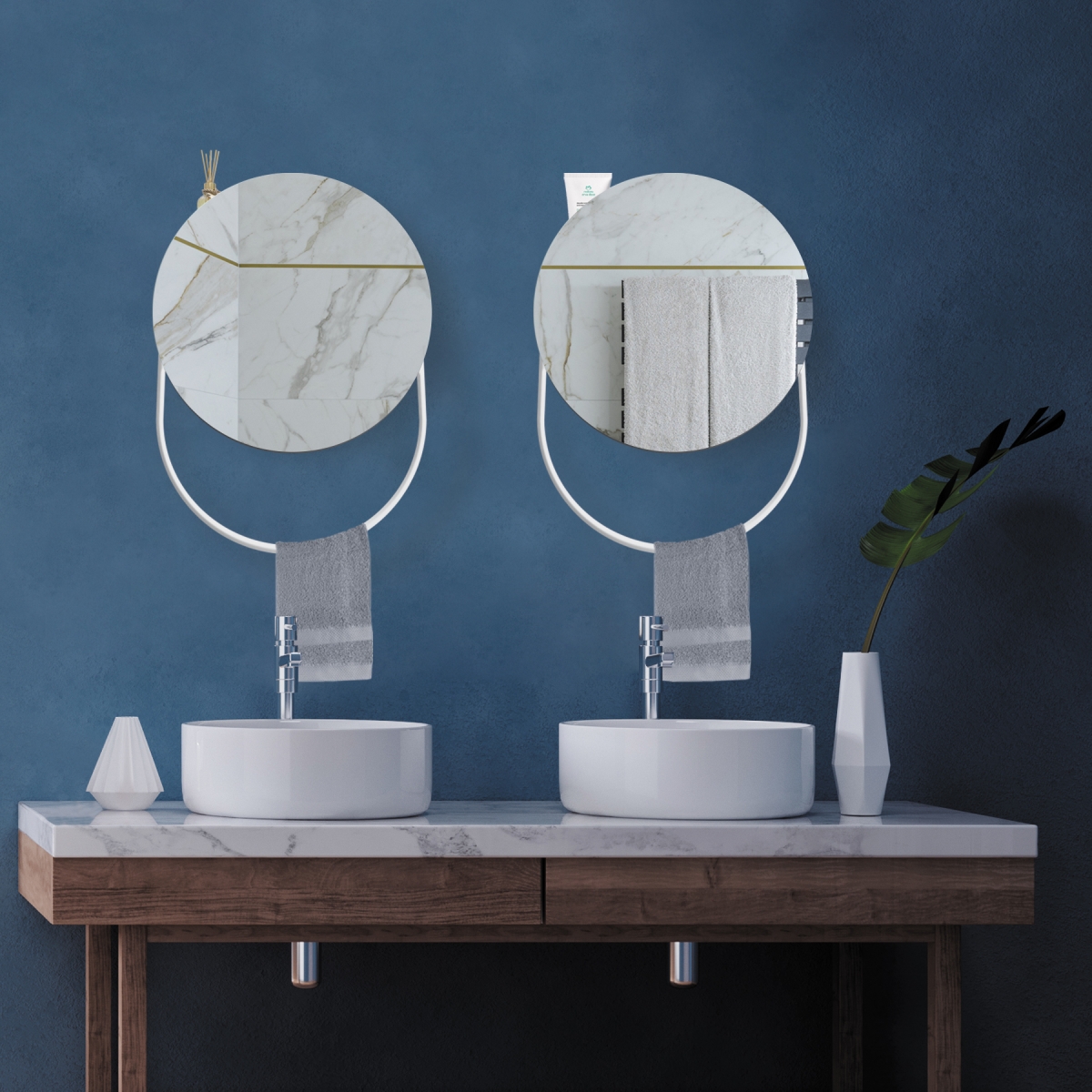 Espelho Funcional Pratic Circle Branco 65x55cm Redondo 