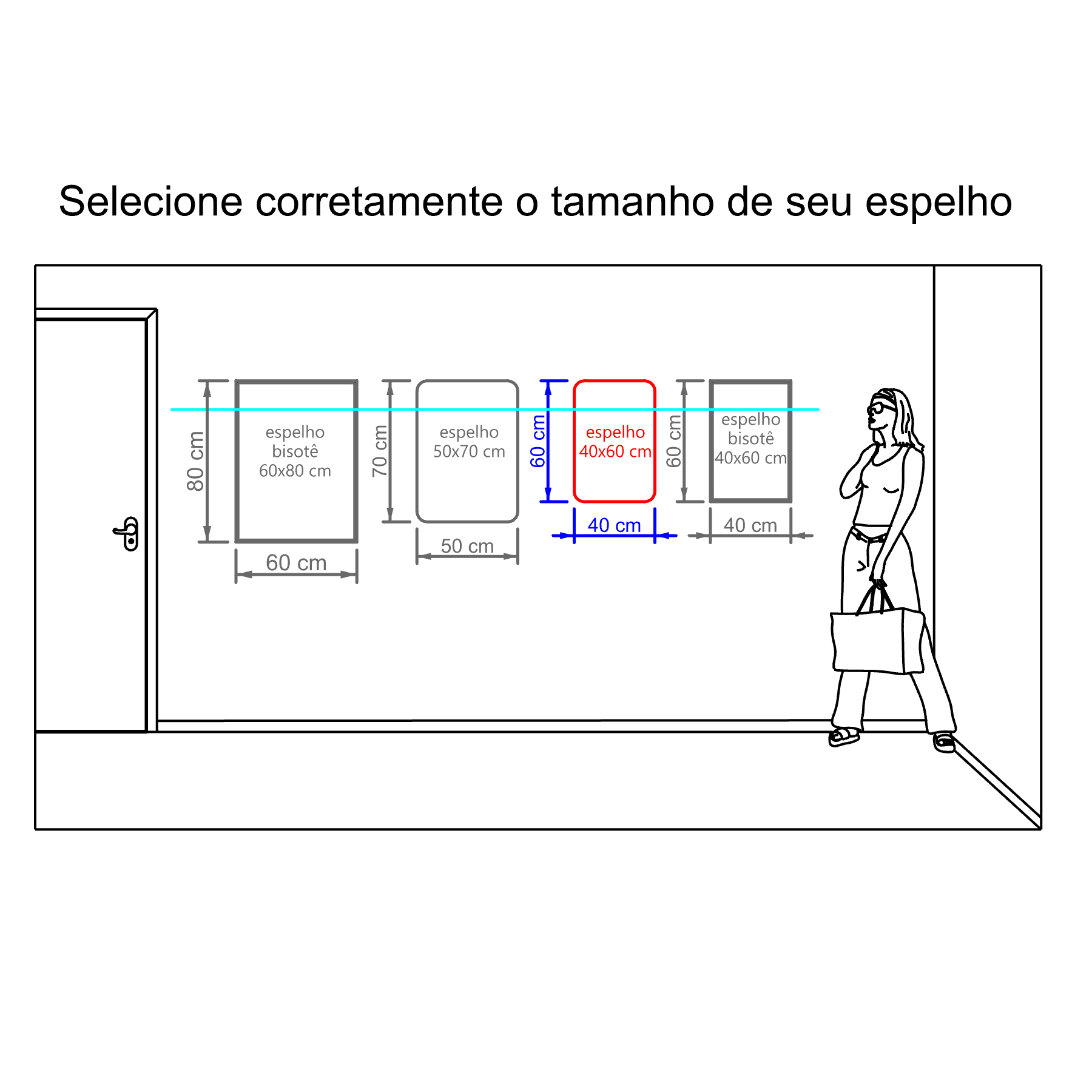 Espelho Multiuso Lapidado Fita Dupla Face 3M 60x40 cm Retangular 