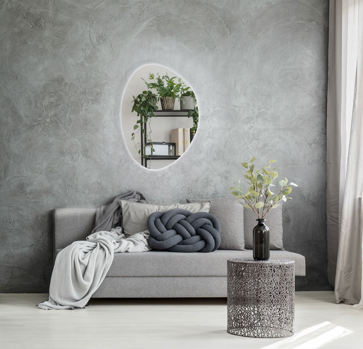 Espelho Multiuso Lapidado Pendurador Led Branco 100x70cm Orgânico GG 