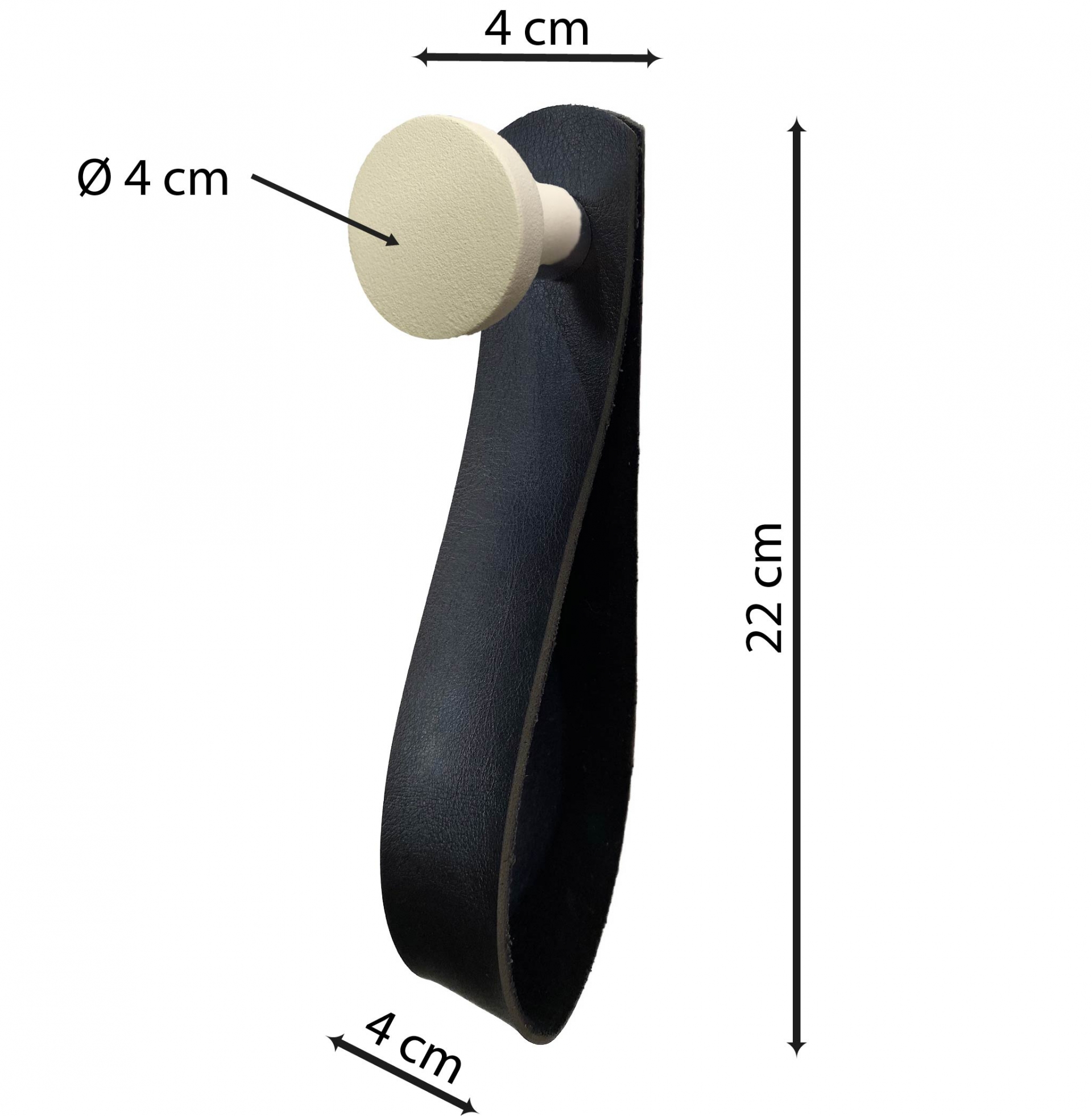Gancho Branco Com Courino Preto 4 Cm