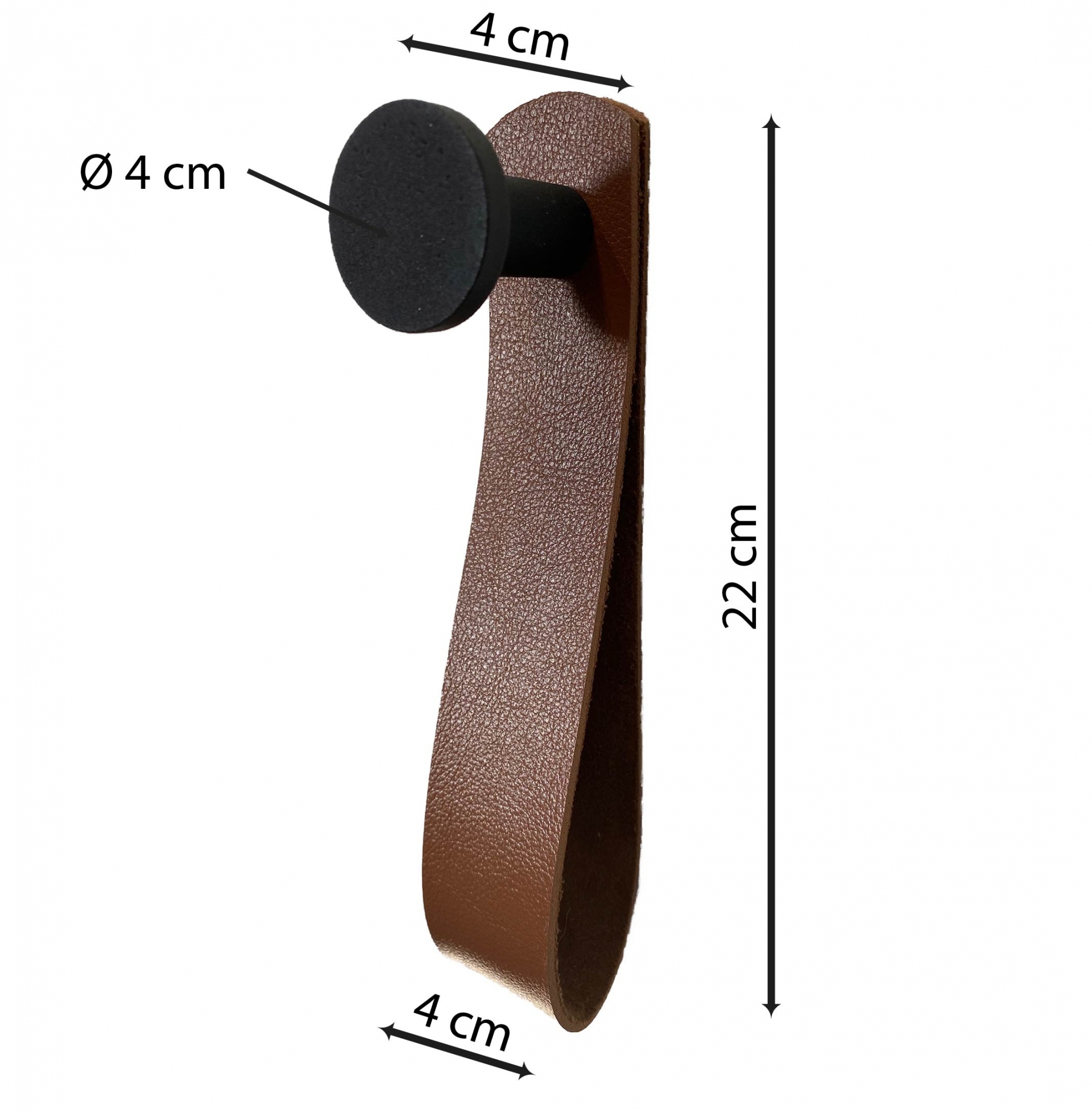 Gancho Preto Com Courino Caramelo 4 Cm