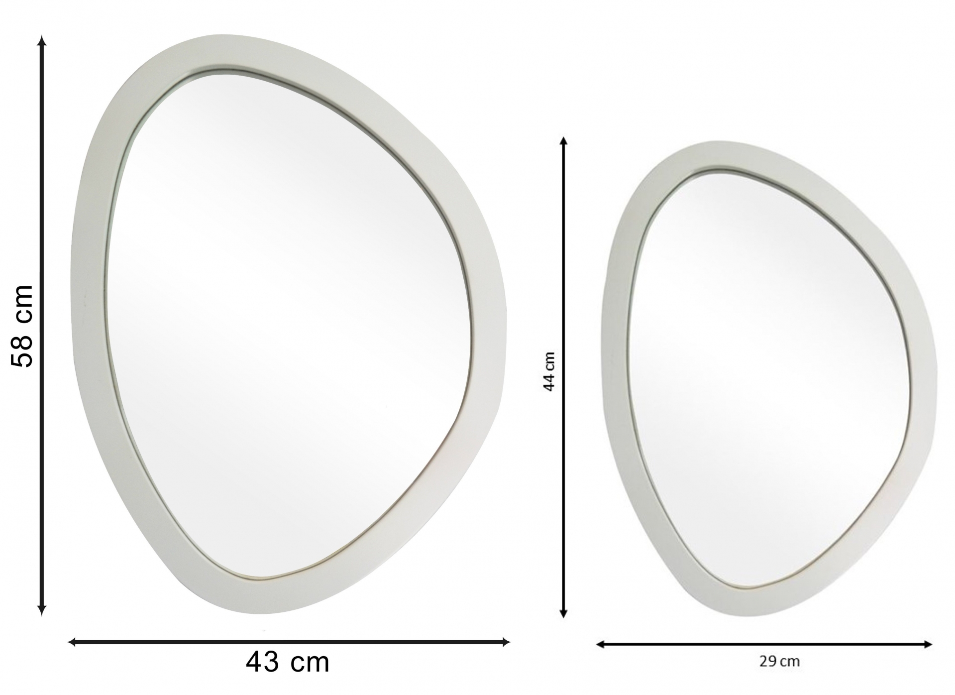 Kit Espelho Decorativo Orgânico Branco 29x44cm e 43x58cm Epm 