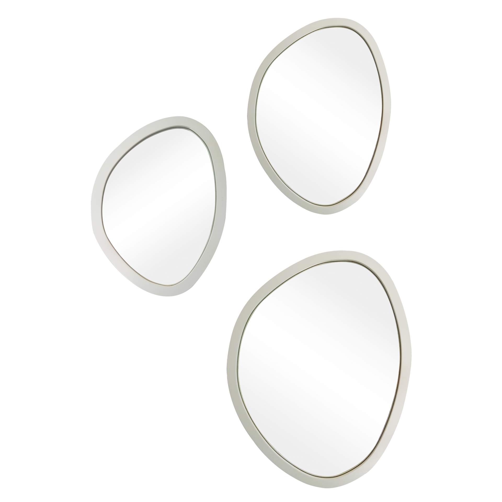 Kit Espelho Decorativo Orgânico Branco 29x44cm, 43x58cm e 58x70cm Epmg 